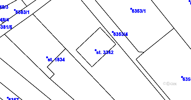 Parcela st. 3342 v KÚ Huslenky, Katastrální mapa