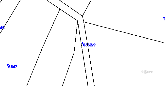 Parcela st. 6562/9 v KÚ Huslenky, Katastrální mapa