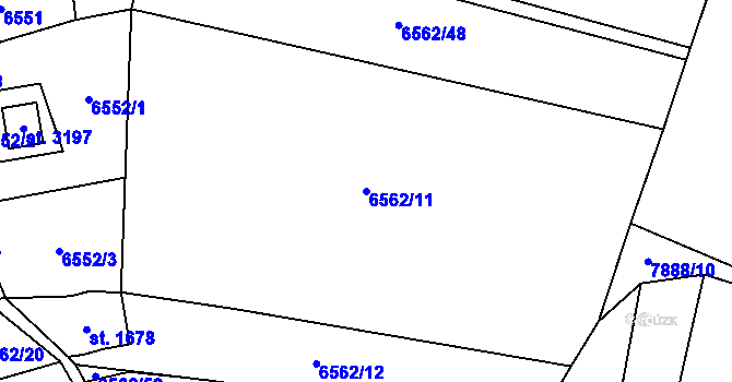 Parcela st. 6562/11 v KÚ Huslenky, Katastrální mapa
