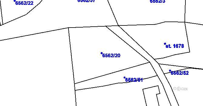 Parcela st. 6562/20 v KÚ Huslenky, Katastrální mapa