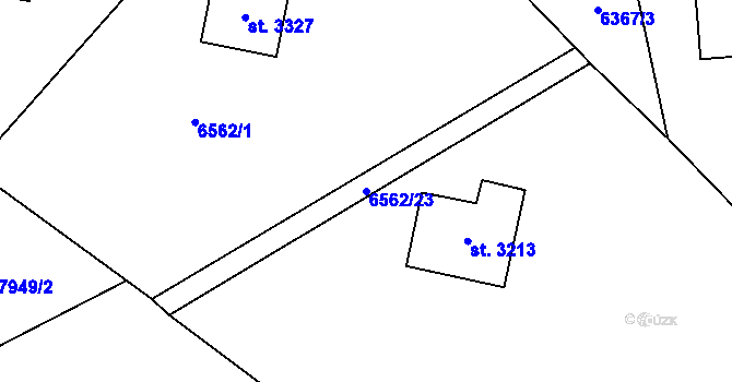 Parcela st. 6562/23 v KÚ Huslenky, Katastrální mapa
