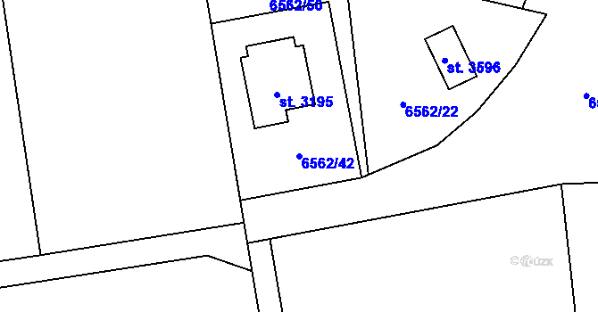 Parcela st. 6562/42 v KÚ Huslenky, Katastrální mapa