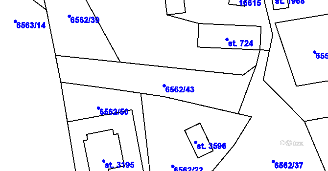 Parcela st. 6562/43 v KÚ Huslenky, Katastrální mapa