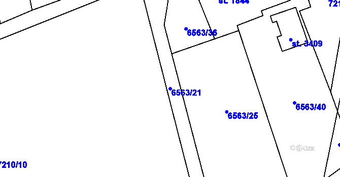 Parcela st. 6563/21 v KÚ Huslenky, Katastrální mapa