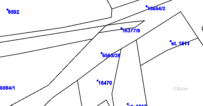 Parcela st. 6563/28 v KÚ Huslenky, Katastrální mapa