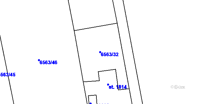 Parcela st. 6563/32 v KÚ Huslenky, Katastrální mapa