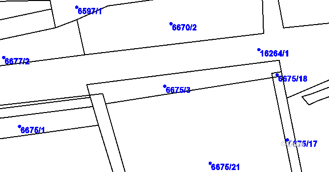 Parcela st. 6675/3 v KÚ Huslenky, Katastrální mapa