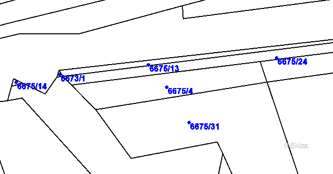 Parcela st. 6675/4 v KÚ Huslenky, Katastrální mapa