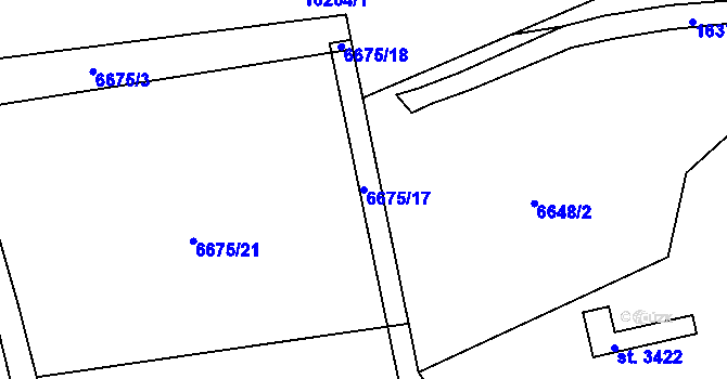 Parcela st. 6675/17 v KÚ Huslenky, Katastrální mapa