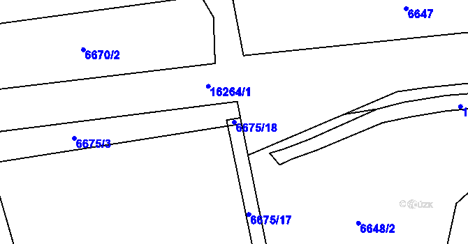 Parcela st. 6675/18 v KÚ Huslenky, Katastrální mapa