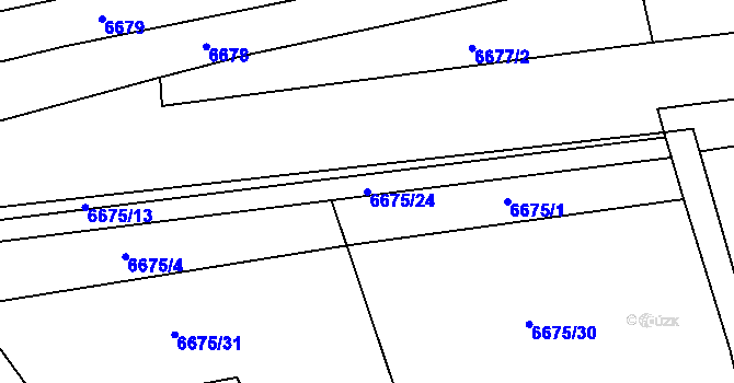 Parcela st. 6675/24 v KÚ Huslenky, Katastrální mapa