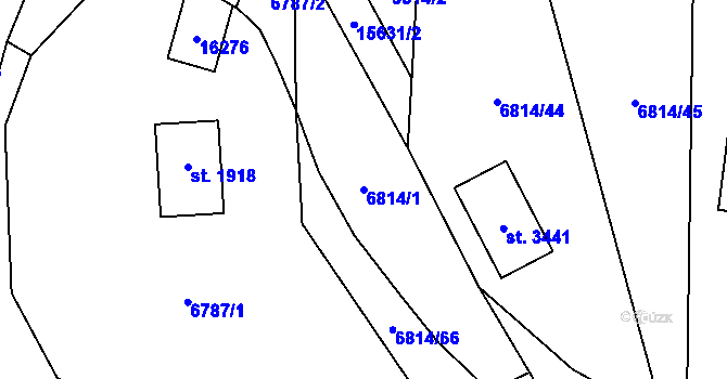 Parcela st. 6814/1 v KÚ Huslenky, Katastrální mapa