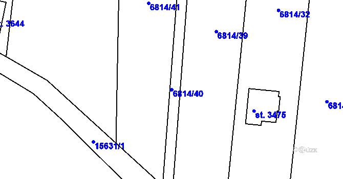 Parcela st. 6814/40 v KÚ Huslenky, Katastrální mapa