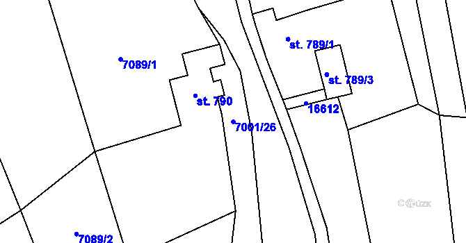 Parcela st. 7001/26 v KÚ Huslenky, Katastrální mapa