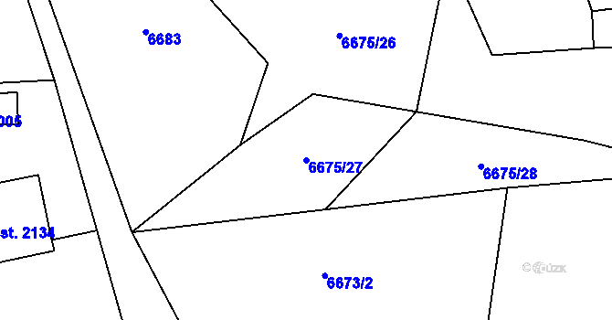 Parcela st. 6675/27 v KÚ Huslenky, Katastrální mapa