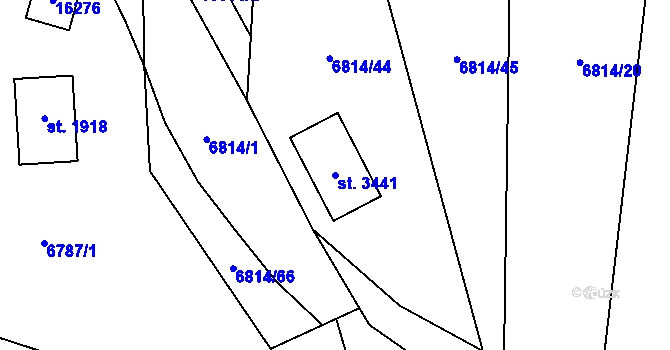 Parcela st. 3441 v KÚ Huslenky, Katastrální mapa