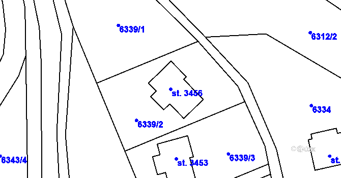 Parcela st. 3456 v KÚ Huslenky, Katastrální mapa