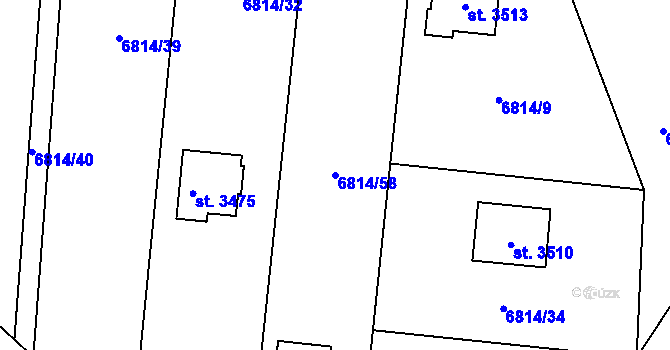 Parcela st. 6814/58 v KÚ Huslenky, Katastrální mapa