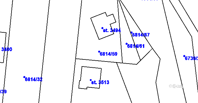 Parcela st. 6814/59 v KÚ Huslenky, Katastrální mapa