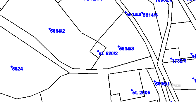 Parcela st. 620/2 v KÚ Huslenky, Katastrální mapa