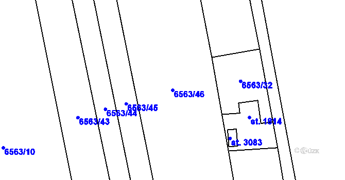 Parcela st. 6563/46 v KÚ Huslenky, Katastrální mapa