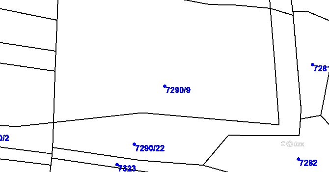 Parcela st. 7290/9 v KÚ Huslenky, Katastrální mapa