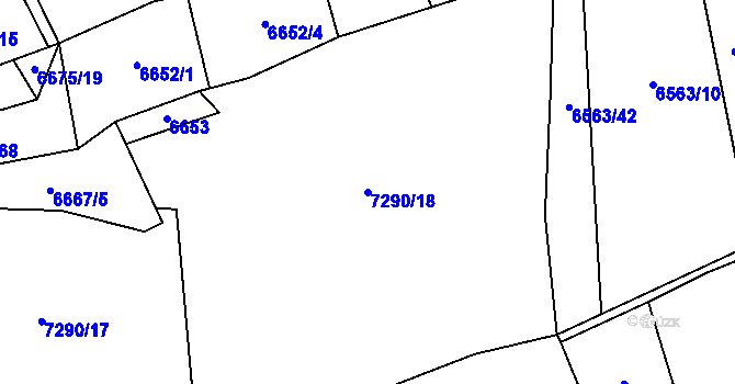 Parcela st. 7290/18 v KÚ Huslenky, Katastrální mapa