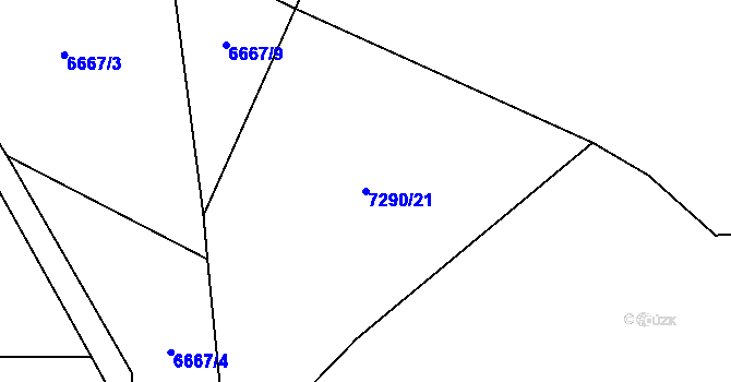 Parcela st. 7290/21 v KÚ Huslenky, Katastrální mapa