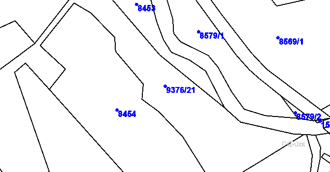 Parcela st. 9376/21 v KÚ Huslenky, Katastrální mapa