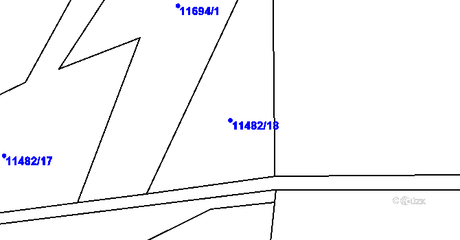 Parcela st. 11482/18 v KÚ Huslenky, Katastrální mapa