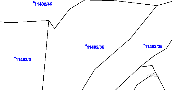 Parcela st. 11482/36 v KÚ Huslenky, Katastrální mapa