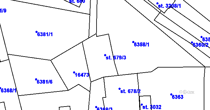 Parcela st. 679/3 v KÚ Huslenky, Katastrální mapa