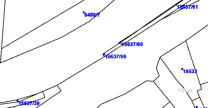 Parcela st. 15637/59 v KÚ Huslenky, Katastrální mapa