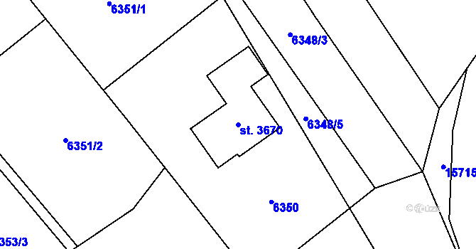 Parcela st. 3670 v KÚ Huslenky, Katastrální mapa
