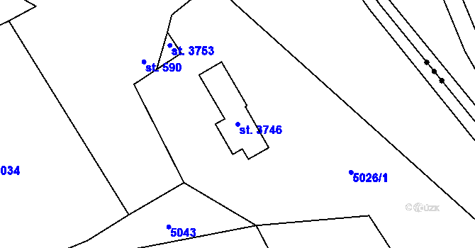 Parcela st. 3746 v KÚ Huslenky, Katastrální mapa