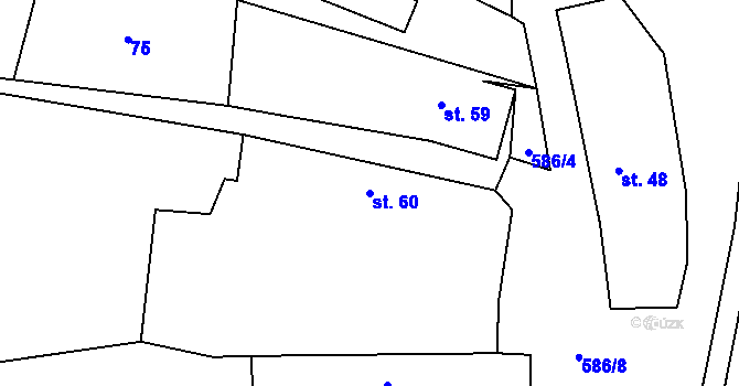 Parcela st. 60 v KÚ Hustířany, Katastrální mapa