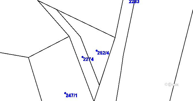 Parcela st. 252/4 v KÚ Hustířany, Katastrální mapa