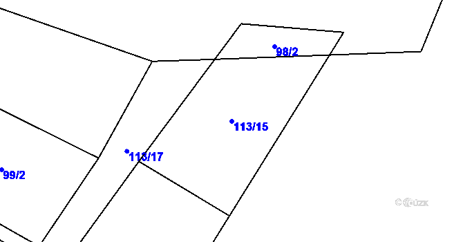 Parcela st. 113/15 v KÚ Hustířany, Katastrální mapa