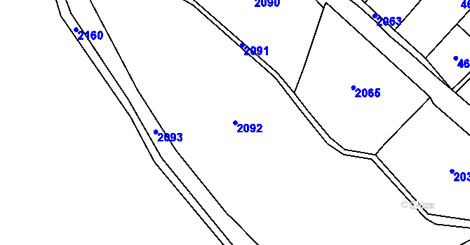 Parcela st. 2092 v KÚ Hustířany, Katastrální mapa