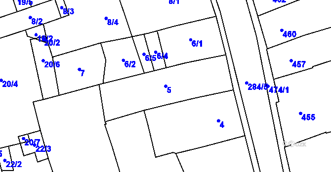 Parcela st. 5 v KÚ Hustopeče u Brna, Katastrální mapa