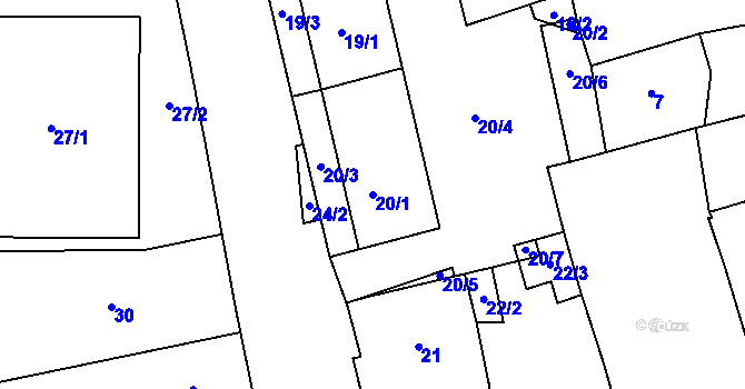Parcela st. 20/1 v KÚ Hustopeče u Brna, Katastrální mapa