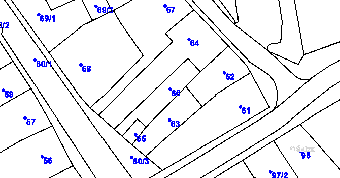Parcela st. 66 v KÚ Hustopeče u Brna, Katastrální mapa