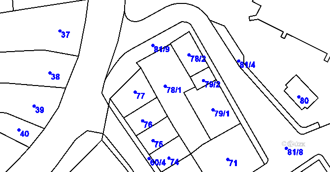 Parcela st. 78/1 v KÚ Hustopeče u Brna, Katastrální mapa