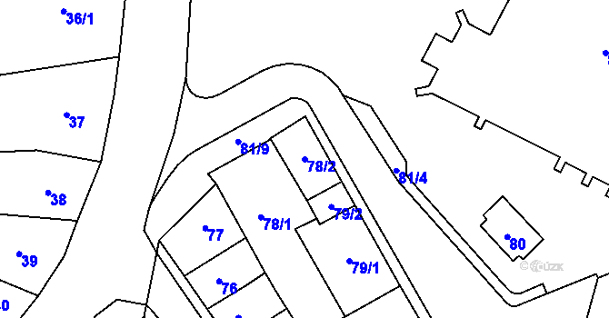 Parcela st. 78/2 v KÚ Hustopeče u Brna, Katastrální mapa
