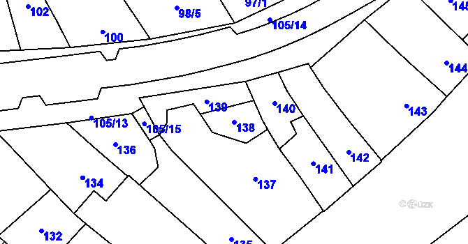 Parcela st. 138 v KÚ Hustopeče u Brna, Katastrální mapa