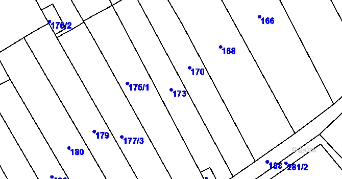 Parcela st. 173 v KÚ Hustopeče u Brna, Katastrální mapa