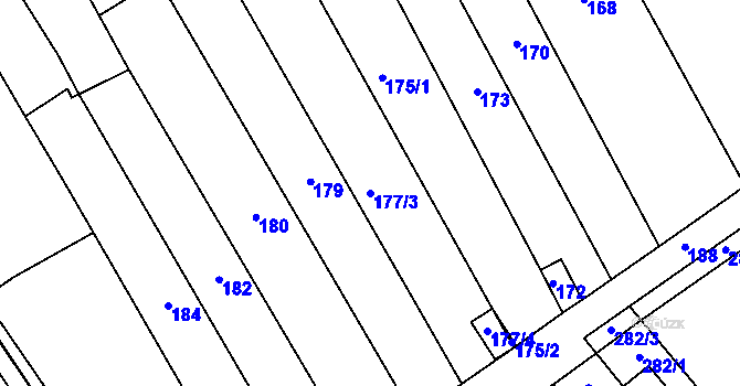 Parcela st. 177/3 v KÚ Hustopeče u Brna, Katastrální mapa