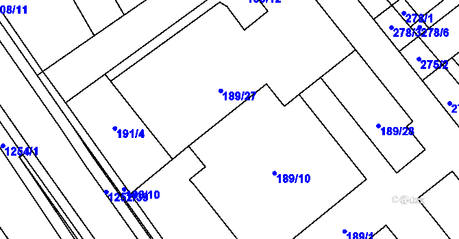 Parcela st. 189/10 v KÚ Hustopeče u Brna, Katastrální mapa