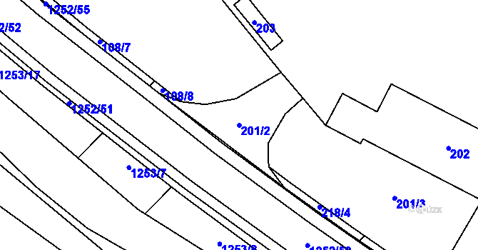 Parcela st. 201/2 v KÚ Hustopeče u Brna, Katastrální mapa