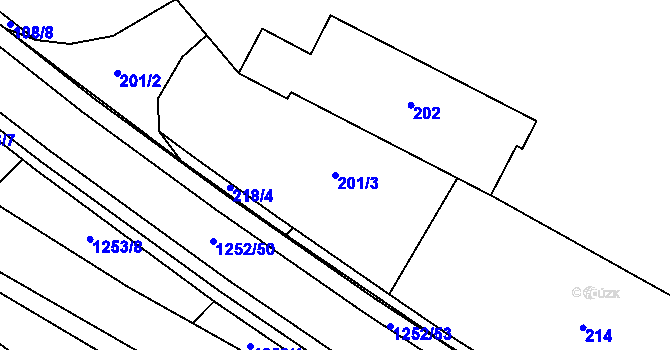 Parcela st. 201/3 v KÚ Hustopeče u Brna, Katastrální mapa